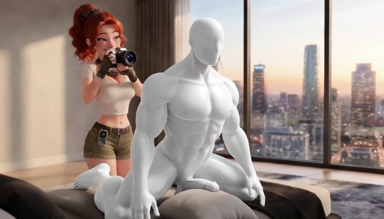Redhead Street hotographer give me a photo shoot with a blowjob